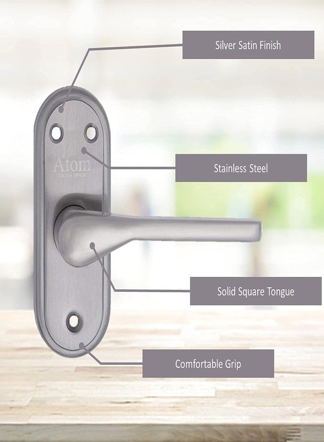 Atom Stainless Steel Bathroom Door Lock, Mortise Door Handle with Baby Latch Lock, Silver Satin Finish, Keyless, Bathroom Lockset for Door, Balcony Toilet Washroom, Penta-Bl - Image 4